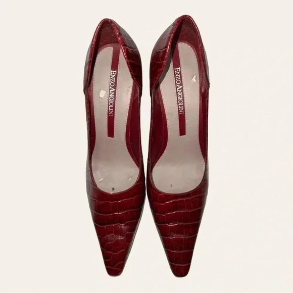 Women’s ENZO ANGIOLINI HEELS‎ CONE HEELS ALLIGATOR SKIN RED IN COLOR SIZE 6.5M - Picture 3 of 16